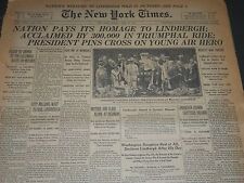 1927 JUNE 12 NEW YORK TIMES - NATION PAY ITS HOMAGE TO LINDBERGH - NT 5067 picture