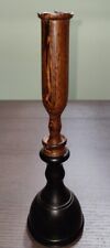 Turned Wooden Taper Candle Holder Spike On Woodgrain Top Iron Wood Base picture
