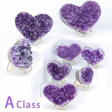 A Class Natural Amethyst Geode Loving Heart Shape Crystal Energy Healing Thunder picture