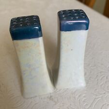 Vintage Stouffer White Salt & Pepper Shakers with Blue Tops picture