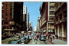 c1950's Seventh Street At Broadway Classic Cars Los Angeles California Postcard picture