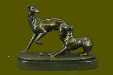 Two Cute Greyhound Dogs Figurine Hand Art Deco Museum And High Quality Artwork picture