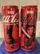 Coca Cola Marvel Tall Skinny Daredevil And Black Widow Commemorative Soda Cans picture