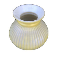 Vintage Ribbed Student Lamp Shade Yellow White Milk Glass Dome vtg picture