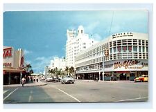 1956 Miami, FL Postcard-  LINCOLN ROAD AND COLLINS AVENUE picture