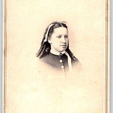 c1860s New Haven, CT Lovely Woman Hair Curls CdV Photo Card Cute Lady Girl H28 picture