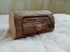Handcrafted Mini Knotty Wood Jewelry Trinket Ring Key Box Drawer Log Rustic picture