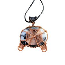 Moonstone Witch Pendant Reversible Cauldron Spider Web Black Cat Wiccan Jewelry picture