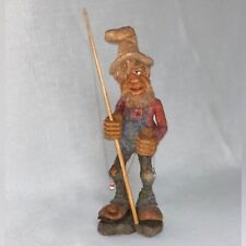 Vintage Handcrafted Wood Carving Figurine Old Redneck Fishing Day Roger Stegall picture