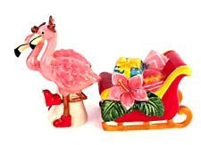 Blue Sky Clayworks Christmas Flamingo Reindeer & Sleigh Salt Pepper Set NIB picture