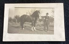 RPPC Real Photo Postcard Vintage Antique Man With Horse  Flaws picture