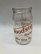Vintage Woodson Dairy One Pint Clear Glass, Red Hill PA. USA Duraglas 5.5