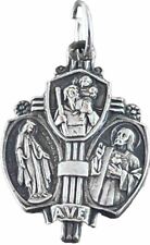 Vintage Catholic 3 Way Silver Tone Religious Medal picture