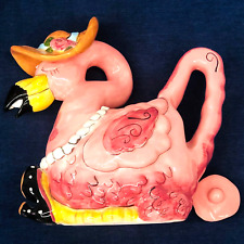 New Blue Sky Clay works Blue FLAMINGO Teapot by Heather Goldminc~New~2010 picture