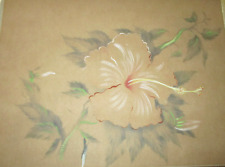 VINTAGE HANDPAINTED PINK HIBISCUS BY TIP FREEMAN'S ART STUDIO Matted 22x28 picture