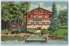 Cambridge Wisconsin WI Postcard Alpine Village Resort c1940s Antique Handcolored picture