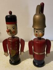 2 Vintage  Toy Wooden British Soldiers Coin BANK Bobble Head Nodder picture
