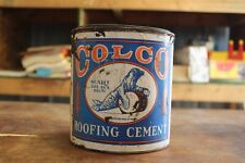 Antique Colco Roofing Cement Metal Advertising Tin Can, Seal with Drum picture