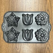 Nordic Ware 🔥 Pan Mold Floral Flowers Bouquet Mini Cake Tulips Holds 3 Cups USA picture