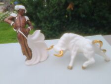 Vintage 1970s Ceramic Matador Bullfighter Statue with Charging Bull picture