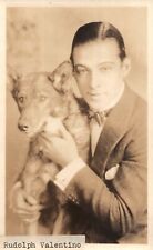 Silent Film Latin Lover Actor Rudolph Valentino Holds Dog Ⓒ 1924 RPPC Postcard picture