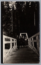 RPPC Group Of People Standing On Wood Bridge Real Photo Postcard picture