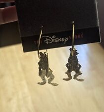 Vintage Disney Goofy Dangle Hoop Earrings Gold Plate NEW picture