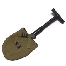 WW2 US M1910 T-Handle Entrenching Tool Short Shovel With Khaki Carrier Cover picture