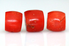 3 RED CORAL BEADS, BALUCHISTAN ANCIENT RED CORAL BEADS 10 mm 23.5 Carats #G381 picture