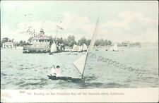 Alameda, CA - boating on San Francisco Bay, California - 1908 postcard sailboat picture