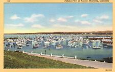 Postcard CA Monterey California Fishing Fleet at Anchor Linen Vintage PC f4688 picture