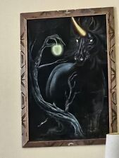 black velvet Black unicorn painting vintage picture