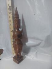 Vintage Intricate Wood Asian Temple Carving 15 Inches Tall,  Female picture
