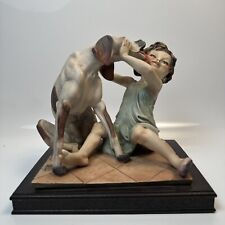 Vintage Capodimonte, Armani Giuseppe ITALY figure - Dog And Child Chiped picture