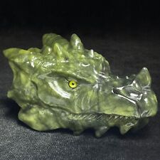 367 GRAM GREEN MARBLE SERPENTINITE DRAGON TOP QUALITY GEMSTONE CARVING (CHINA) picture
