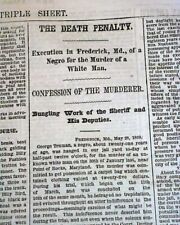 FREDERICK COUNTY Maryland Negro Execution Hanging for Murder 1869 old Newspaper picture