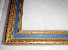 Vintage~Gold Gilt & Blue Wood Picture Frame~Detailed~Thin~fits 14 x 20~16x22 OD picture