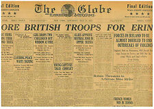 IRISH WAR MAY 28 1921 MORE BRITISH TROOPS FOR ERIN NEWSPAPER 0610134WQ B7 picture