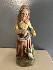 Vintage Homco Figurine #1417 Old Lady with Grapes and Dog picture