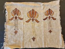 Vintage arts and crafts oatmeal linen hand embroidered Pillow top 16