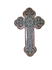 Vintage Brown Rustic Celtic Cross Resin Wall Hanging Décor Crucifix picture