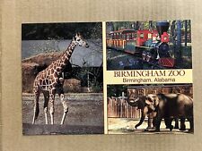 Postcard Birmingham AL Alabama Zoo Train Railroad Giraffe Elephant Vintage PC picture