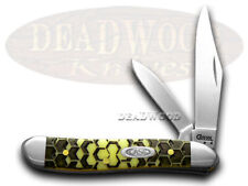 Case xx Peanut Knife Honeycomb Yellow Delrin 1/1000 Stainless Pocket Knives picture