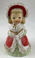 Vintage Lefton Japan Christmas Red Angel Bell Holding Present 1950s picture
