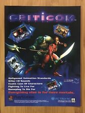 Criticom PS1 Sega Saturn 1995 Vintage Print Ad/Poster Official Advertisement Art picture
