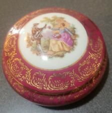 Limoges France Round Jewelry Trinket Box Porcelain Victorian Plum Color-other picture