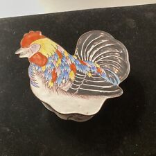 VTG. BOX LIDDED CHINESE CLOISONNÉ ROOSTER SHAPE COLORFUL  COLLECTIBLE W/MARKING picture