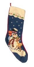 Vtg Imperial Elegance Needlepoint Stocking Frosty Snowman Rudolph Christmas 1991 picture