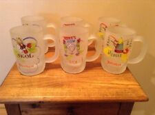 6 Rare Vintage Frosted Glass Beer Mugs Here's How USA Sweden Bavaria  picture