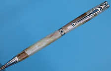 Fancy Slimline Ballpoint Pen in Rhodium Finish with Abalone Shell picture